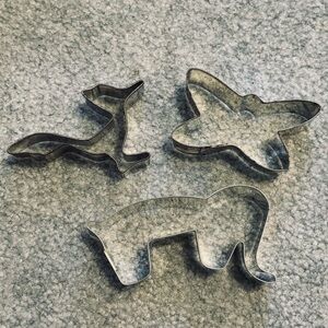Vintage Aluminum Animal Shaped Cookie Cutters Lot Of 3